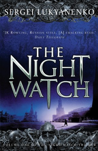 Book cover for The Night Watch featuring a dark blue city scene and ornate borders.