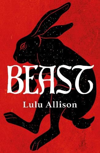 Book cover: Silhouette of a hare against a red, speckled background.