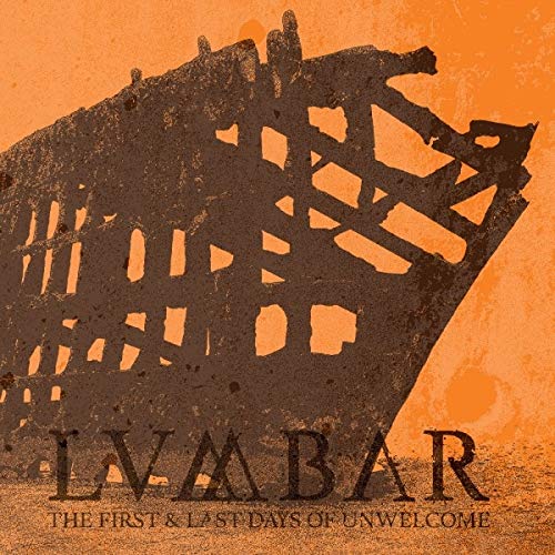"Album cover featuring a brown, distressed shipwreck on an orange background with black text."