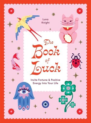 Book cover with illustrations of a bird, cat, and lucky symbols.