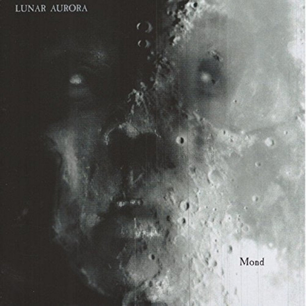Album cover showing a human face blended with the cratered surface of the moon.