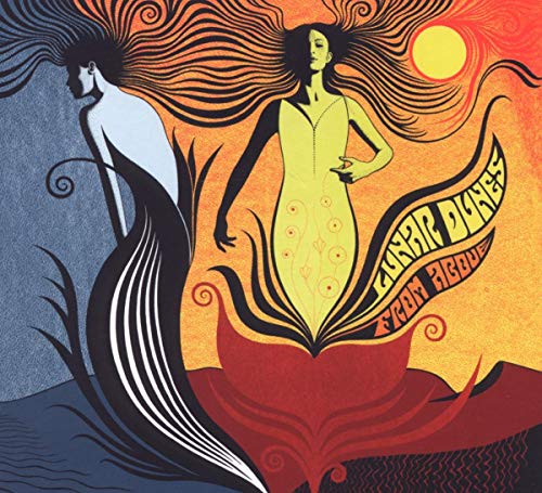 CD cover with stylized figures and a sun against swirling patterns.