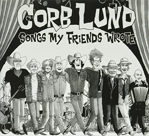Black and white cartoon of a bandLund band walking together on a stage.