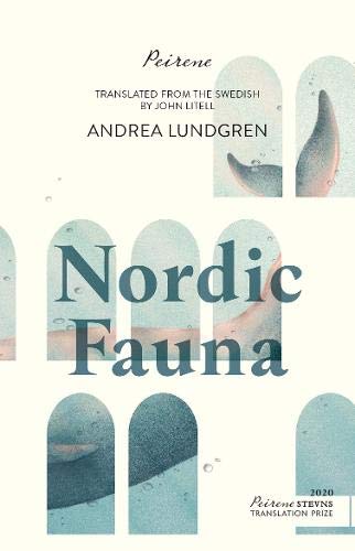Book cover for "Nordic Fauna" with arched blue and beige shapes.