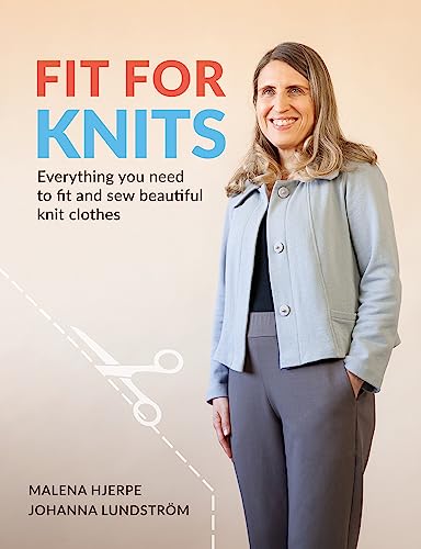 Book cover titled Fit for Knits featuring a smiling woman wearing a light jacket.