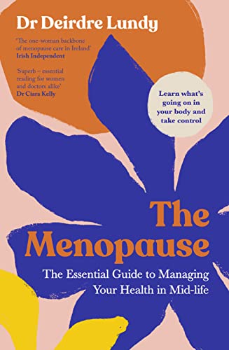 Book cover: "The Menopause" with abstract floral design in blue, orange, and yellow.