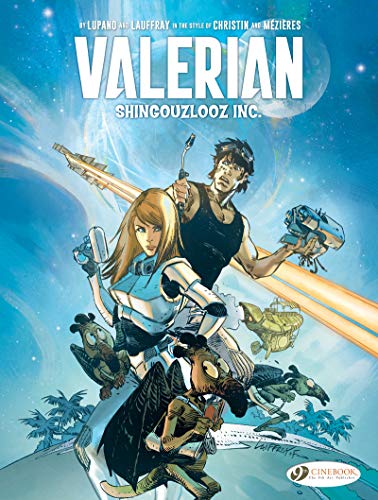 Comic book cover featuring Valerian and Laureline with alien creatures.