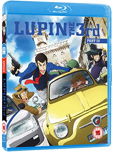 Lupin the 3rd Part IV" Blu-ray cover featuring anime characters and a car.