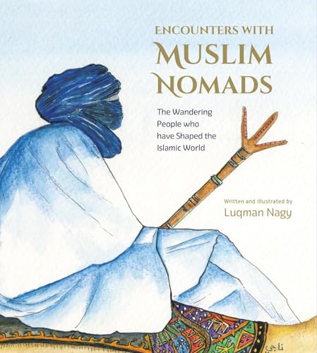 Book cover depicting a blue-clad nomad holding a decorated staff.
