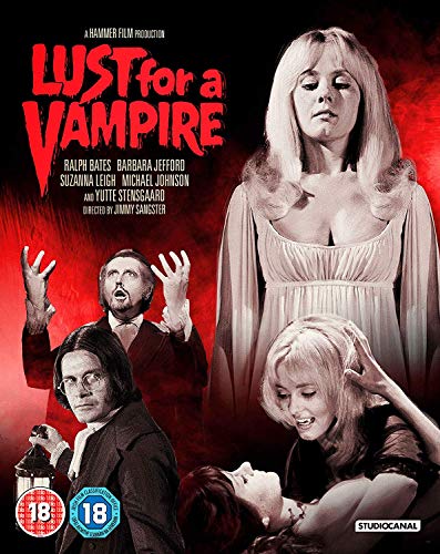 Blu-ray cover for “Lust For A Vampire” featuring actors and red tones.