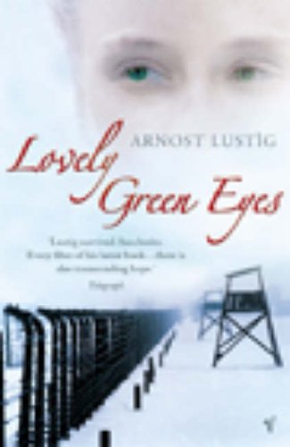 Book cover with a close-up of green eyes and a snowy landscape.