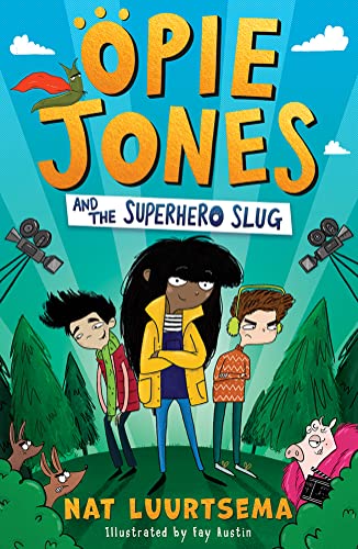 Book cover: illustrated children with a slug, cameras, and cartoon animals.