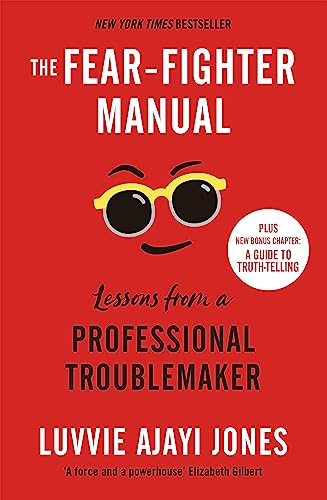 Red book cover with cartoon sunglasses and title "The Fear-Fighter Manual".