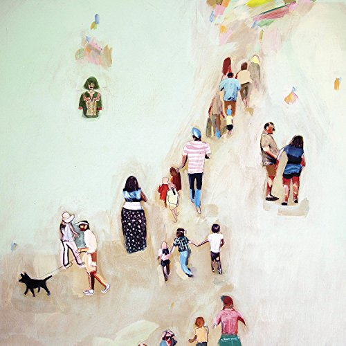 Vinyl record cover featuring an abstract painting of people walking up a staircase.
