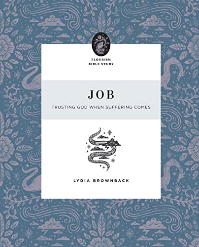 Book cover for "Job" Bible study with floral pattern and dragon image.
