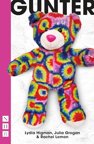 Book cover featuring a colorful, tie-dye teddy bear against a white background.