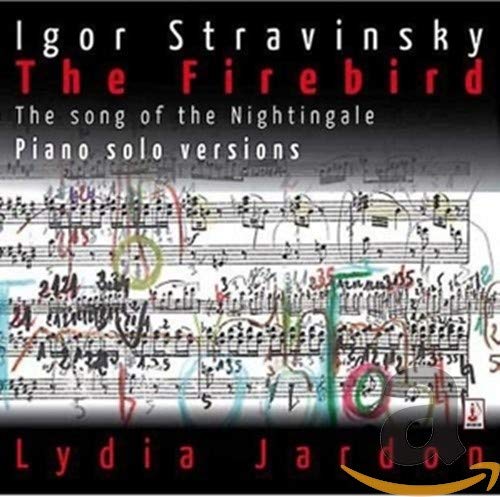 CD cover for Lydia Jardon’s “The Firebird” with sheet music imagery.