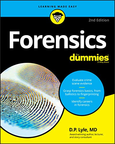 Book cover: "Forensics For Dummies," 2nd Edition, with fingerprint image.