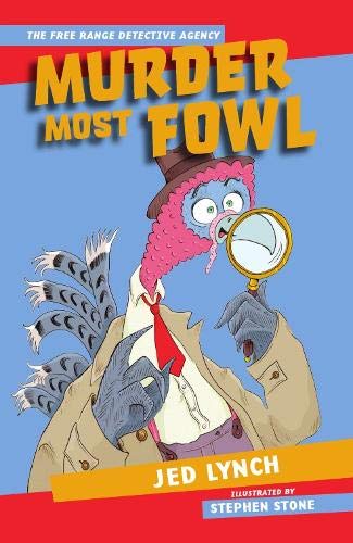 Book cover: a cartoon turkey detective with a magnifying glass.