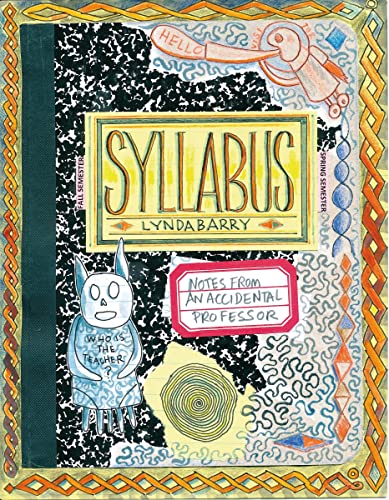 Book cover with hand-drawn illustrations, text, and a black and white speckled background.