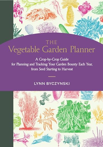 Vegetable Garden Planner book cover with illustrated produce and foliage.
