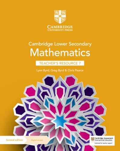 Cambridge Lower Secondary Mathematics Teacher's Resource 7 textbook cover with a geometric mandala pattern.