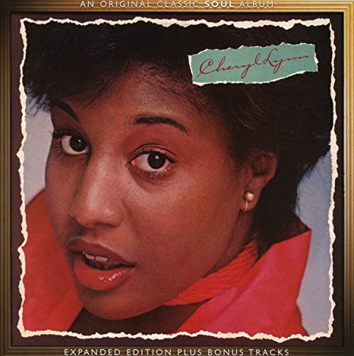 Close-up portrait of Cheryl Lynn wearing a red top on a music album cover.