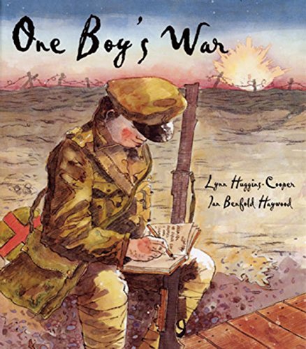 Book cover: soldier writing in a notebook, explosions in background.