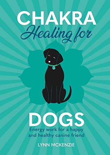 Book cover with a black dog sitting inside a teal flower shape.