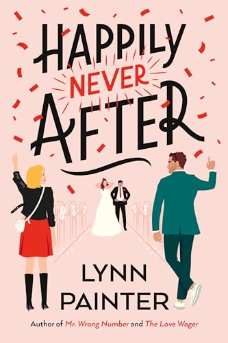 Book cover: "Happily Never After" with figures at a wedding and celebration.