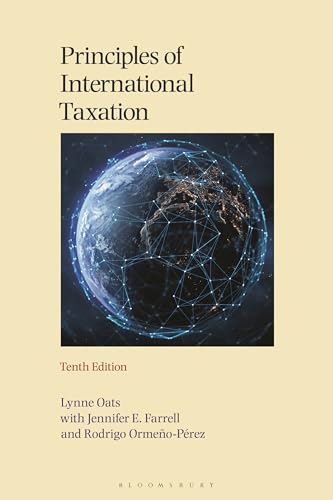 Book cover titled Principles of International Taxation with a globe and network graphic.