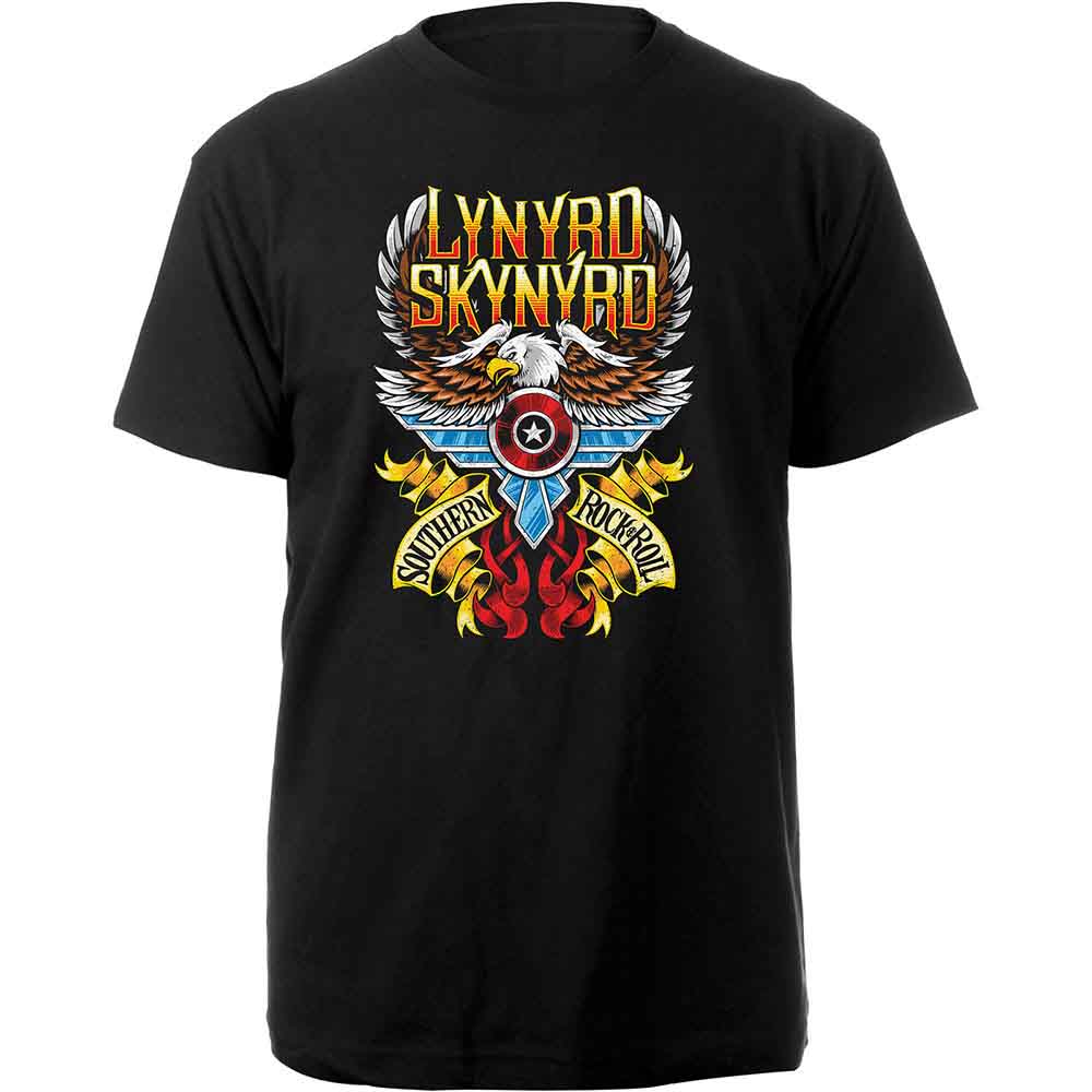Black XXL t-shirt with a colorful Lynyrd Skynyrd eagle and flames graphic.