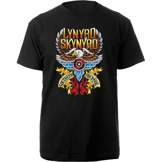 Black XXL t-shirt with a colorful Lynyrd Skynyrd eagle and flames graphic.