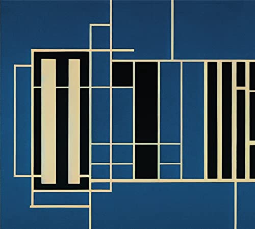 Blue album cover with abstract geometric shapes resembling organ pipes.