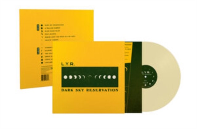 Yellow vinyl record and sleeve for Lyr's "Dark Sky Reservation.