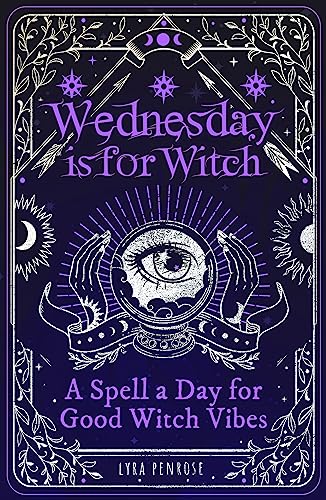 Book cover with ornate purple design, crystal ball, and eye illustration.