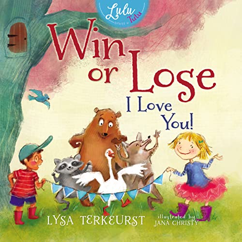 Children’s book cover depicting a bear, raccoon, goose, and kids with a banner.