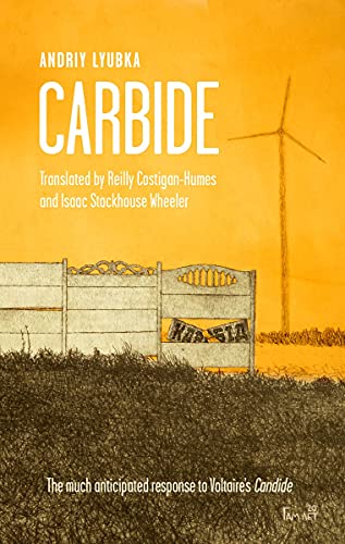 Book cover for "Carbide" with a sketched landscape and wind turbine.