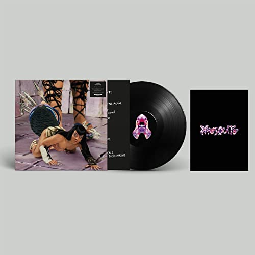 Black vinyl record of Lyzza’s “MOSQUITO” album, with label visible.