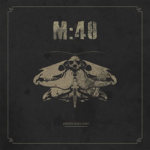 Record cover featuring a moth with a skull-shaped body, dark background.
