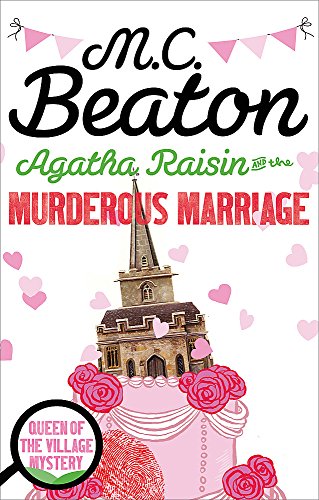 Book cover: “Agatha Raisin and the Murderous Marriage” with wedding cake imagery.