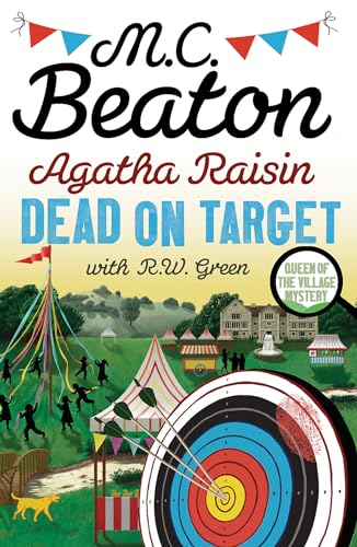 Book cover: "Agatha Raisin: Dead on Target" with archery target imagery.