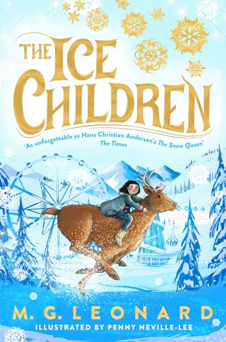 Book cover: girl riding a reindeer through a winter landscape.