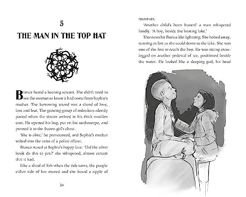 Black and white illustration of a boy being examined by a doctor.