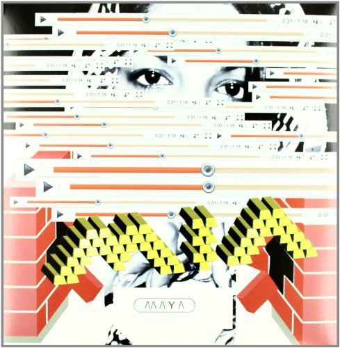 Close-up of a face overlaid with media player bars and gold bar text.