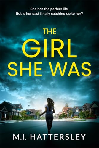 Book cover: woman walking away from suburban houses under stormy sky.