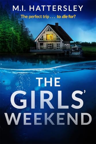 Book cover: lakeside cabin, dark water, and large white title text.