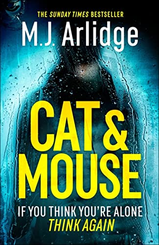 Book cover for Cat and Mouse by M.J. Arlidge featuring a hooded figure behind glass.