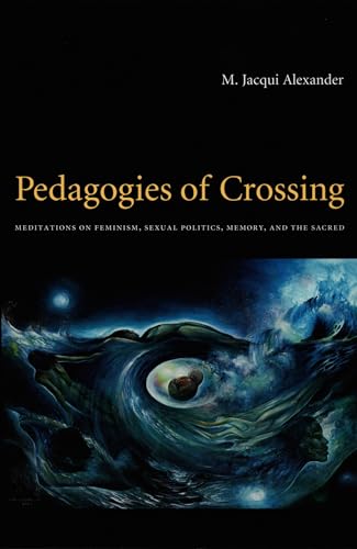 Book cover: "Pedagogies of Crossing" with abstract blue and black imagery.