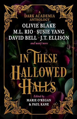 Book cover with gold ornate border, dark floral background, and gold text title.